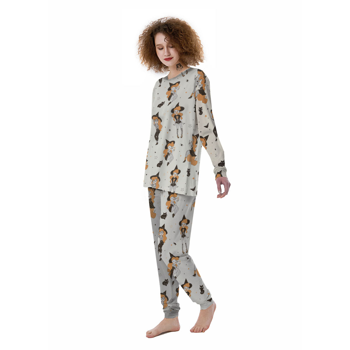 Horror Witch Black And Red Print Pattern Women's Pajamas-grizzshop