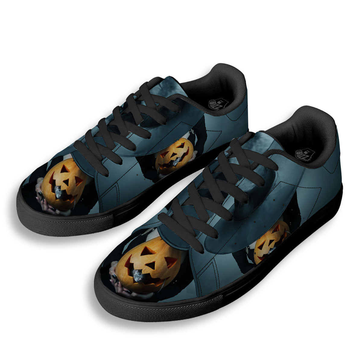 Horror Witch Halloween Print Black Low Top Sneakers-grizzshop