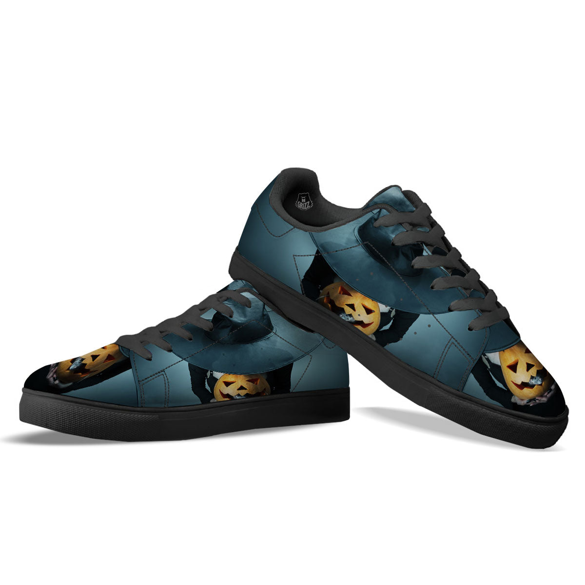 Horror Witch Halloween Print Black Low Top Sneakers-grizzshop