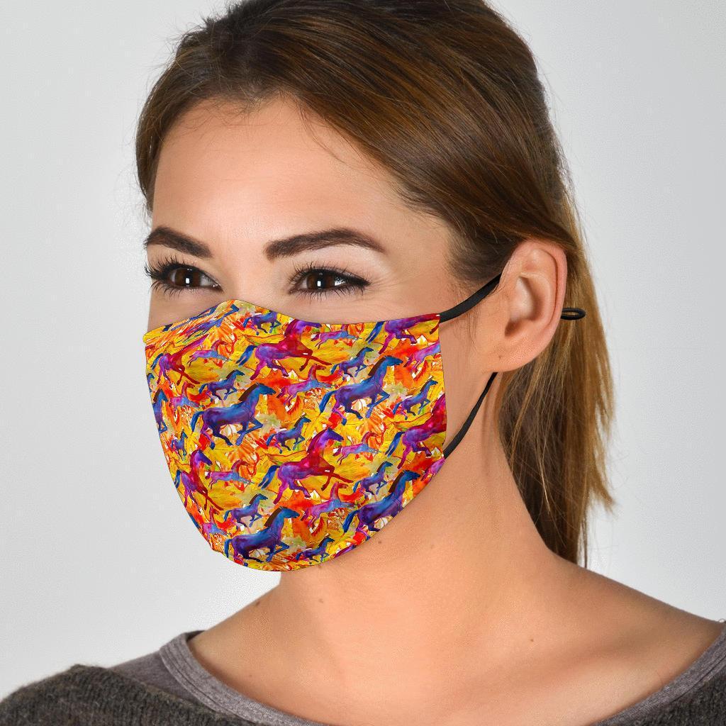 Horse Hand Drawn Pattern Print Face Mask-grizzshop