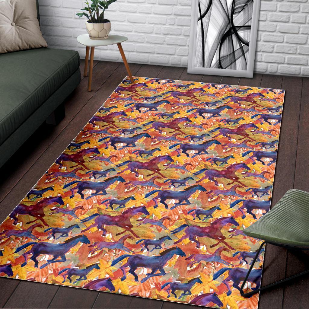 Horse Hand Drawn Pattern Print Floor Mat-grizzshop