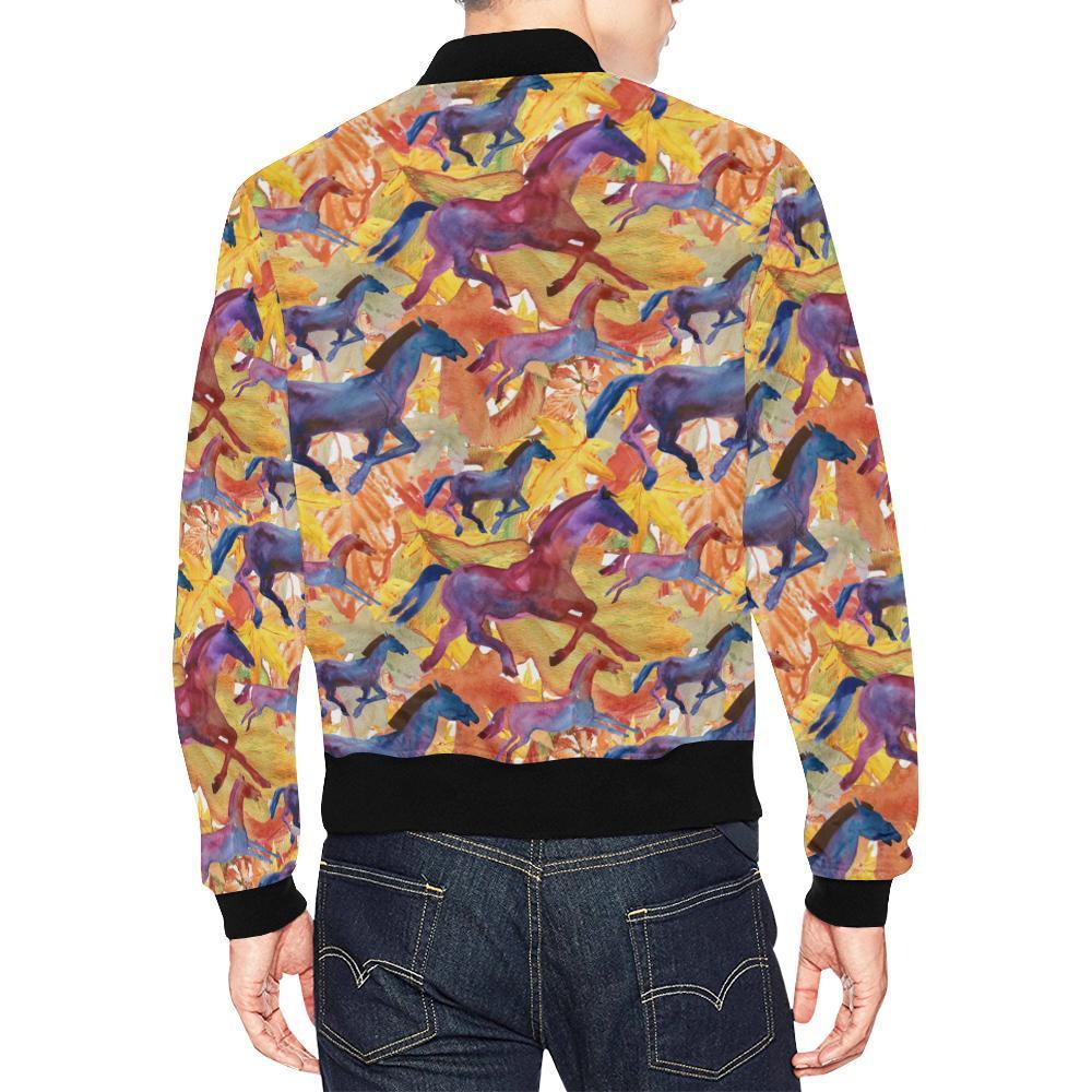 Horse Hand Drawn Pattern Print Men's Bomber Jacket-grizzshop