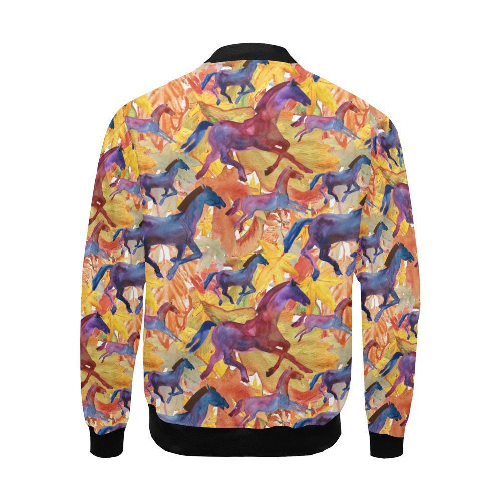 Horse Hand Drawn Pattern Print Men's Bomber Jacket-grizzshop