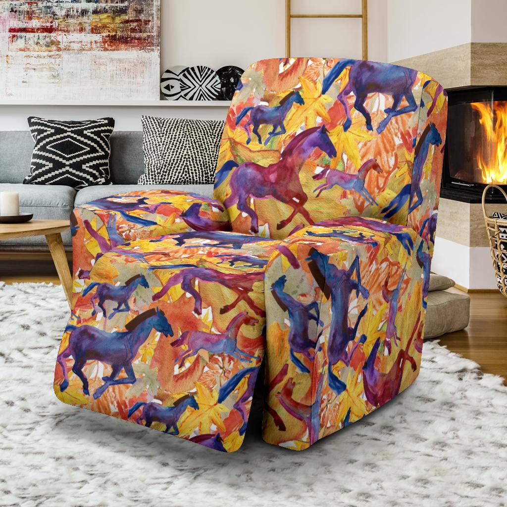 Horse Hand Drawn Pattern Print Recliner Cover-grizzshop