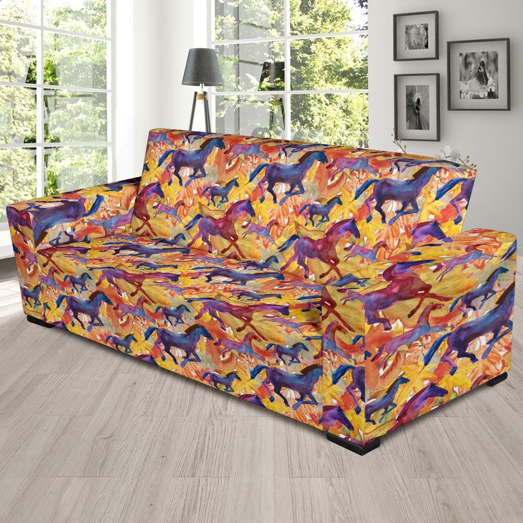 Horse Hand Drawn Pattern Print Sofa Covers-grizzshop