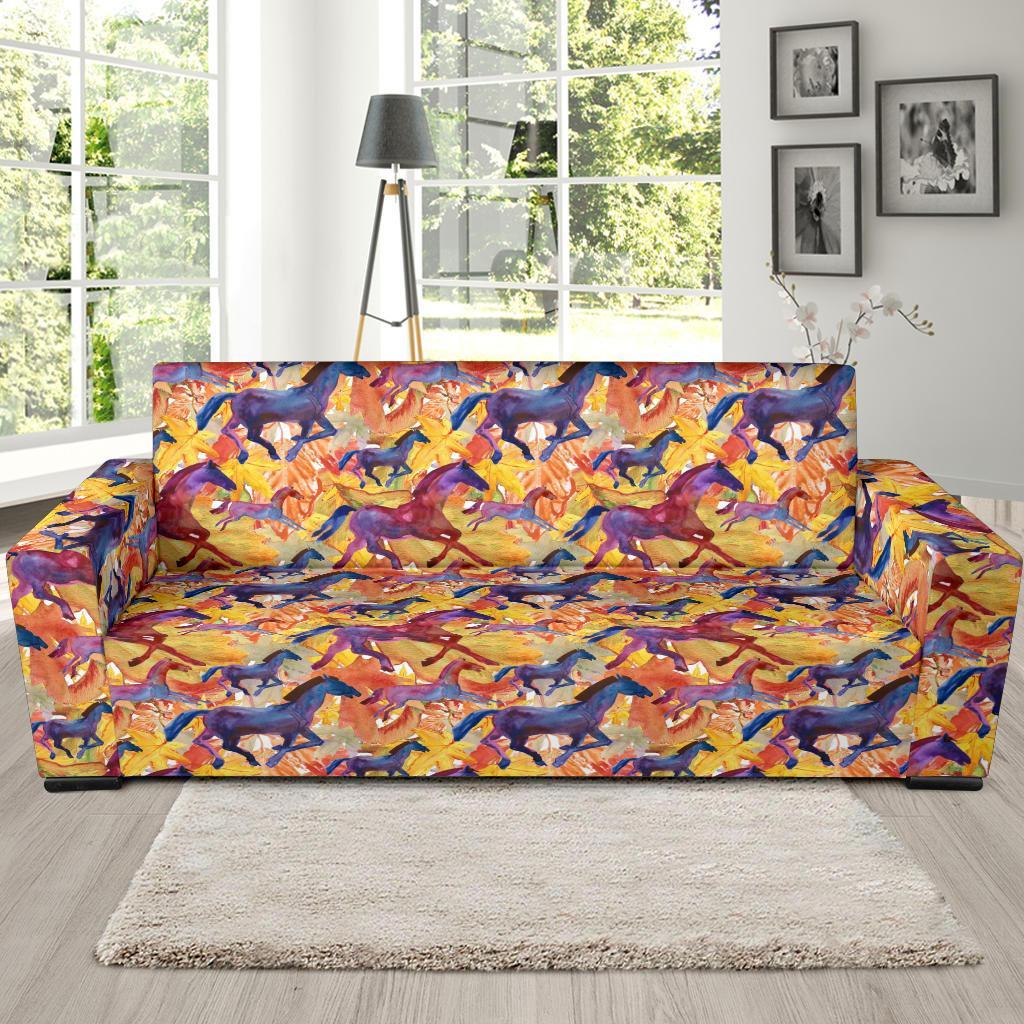 Horse Hand Drawn Pattern Print Sofa Covers-grizzshop