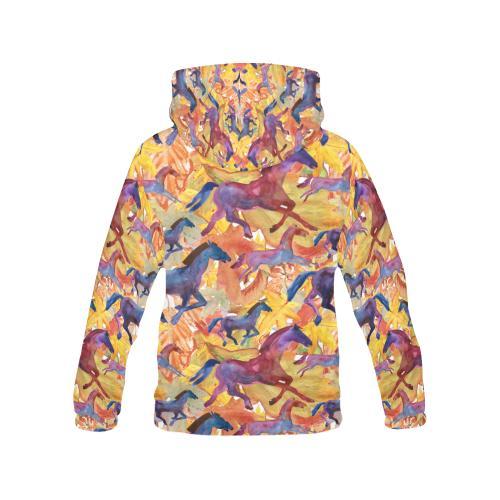 Horse Hand Drawn Pattern Print Women Pullover Hoodie-grizzshop