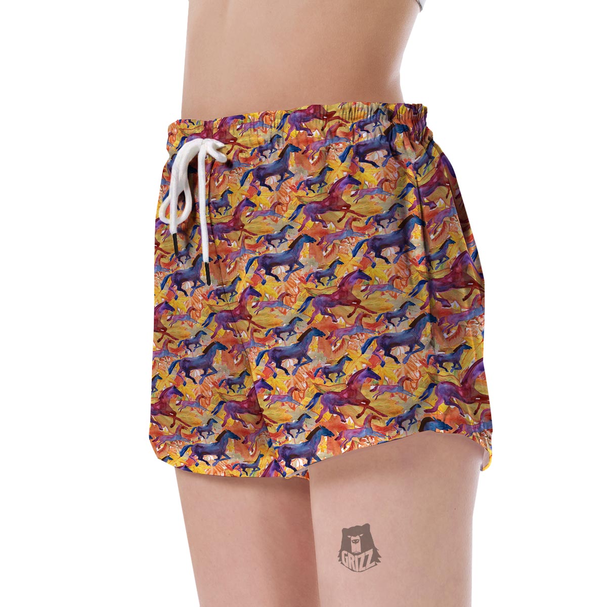 Horse Hand Drawn Pattern Print Women's Shorts-grizzshop