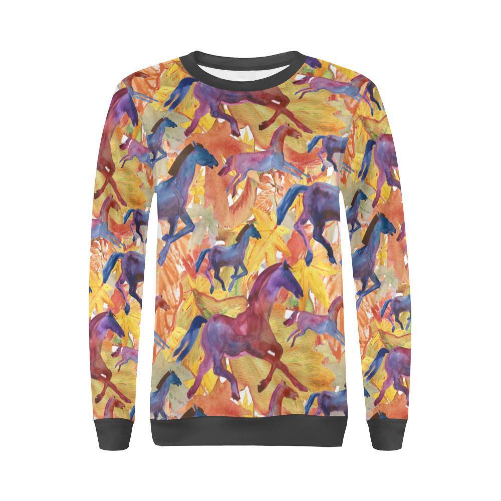 Horse Hand Drawn Pattern Print Women's Sweatshirt-grizzshop