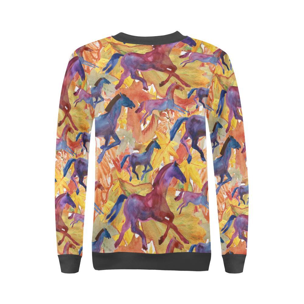 Horse Hand Drawn Pattern Print Women's Sweatshirt-grizzshop