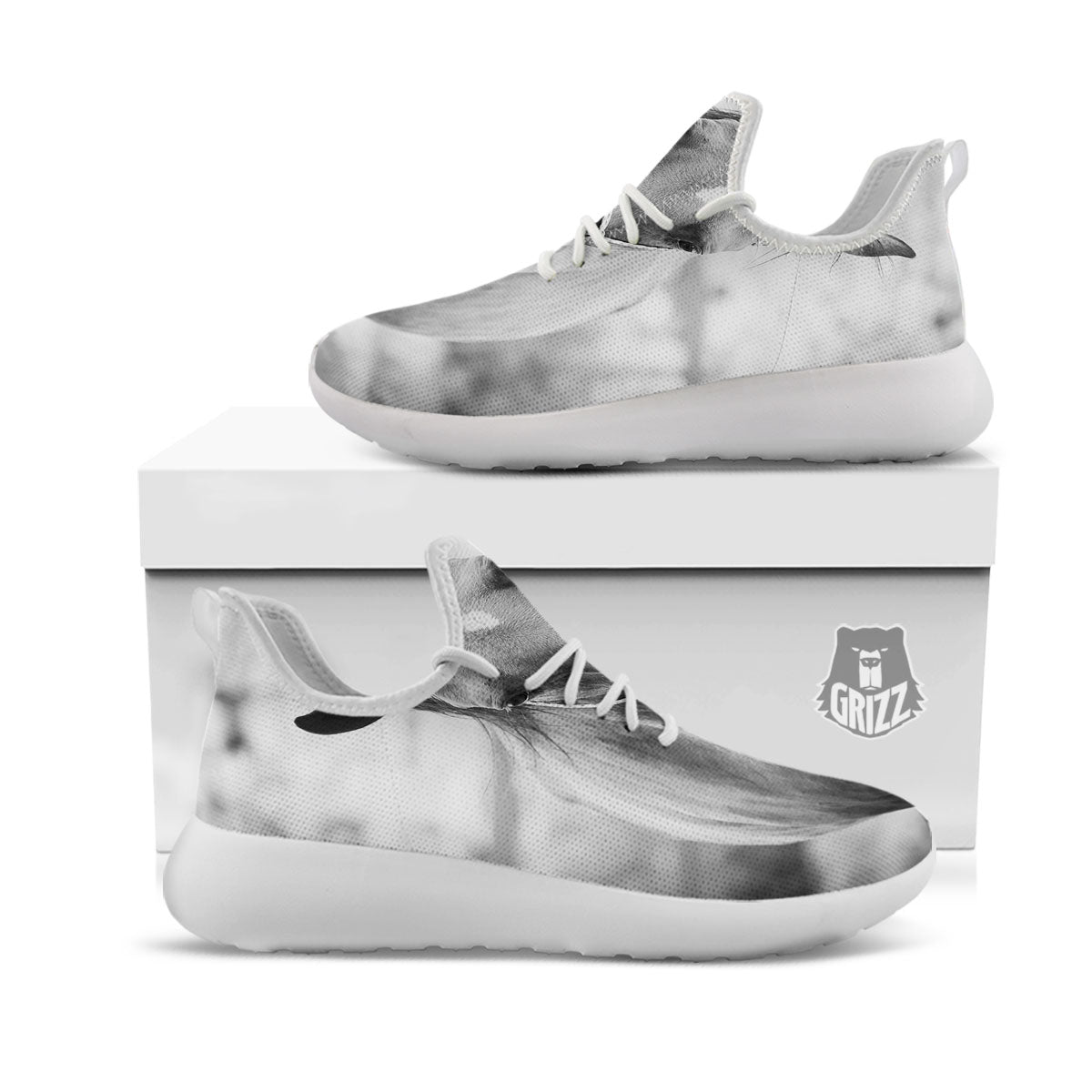 Horse Monochrome Print White Athletic Shoes-grizzshop