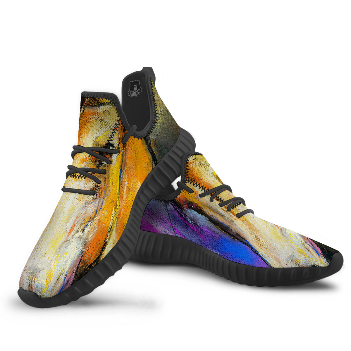 Horse Painting Colorful Print Black Walking Shoes-grizzshop