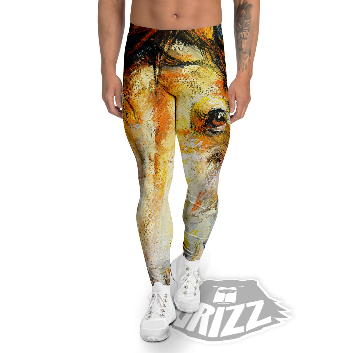 Horse Painting Colorful Print Men's Leggings-grizzshop