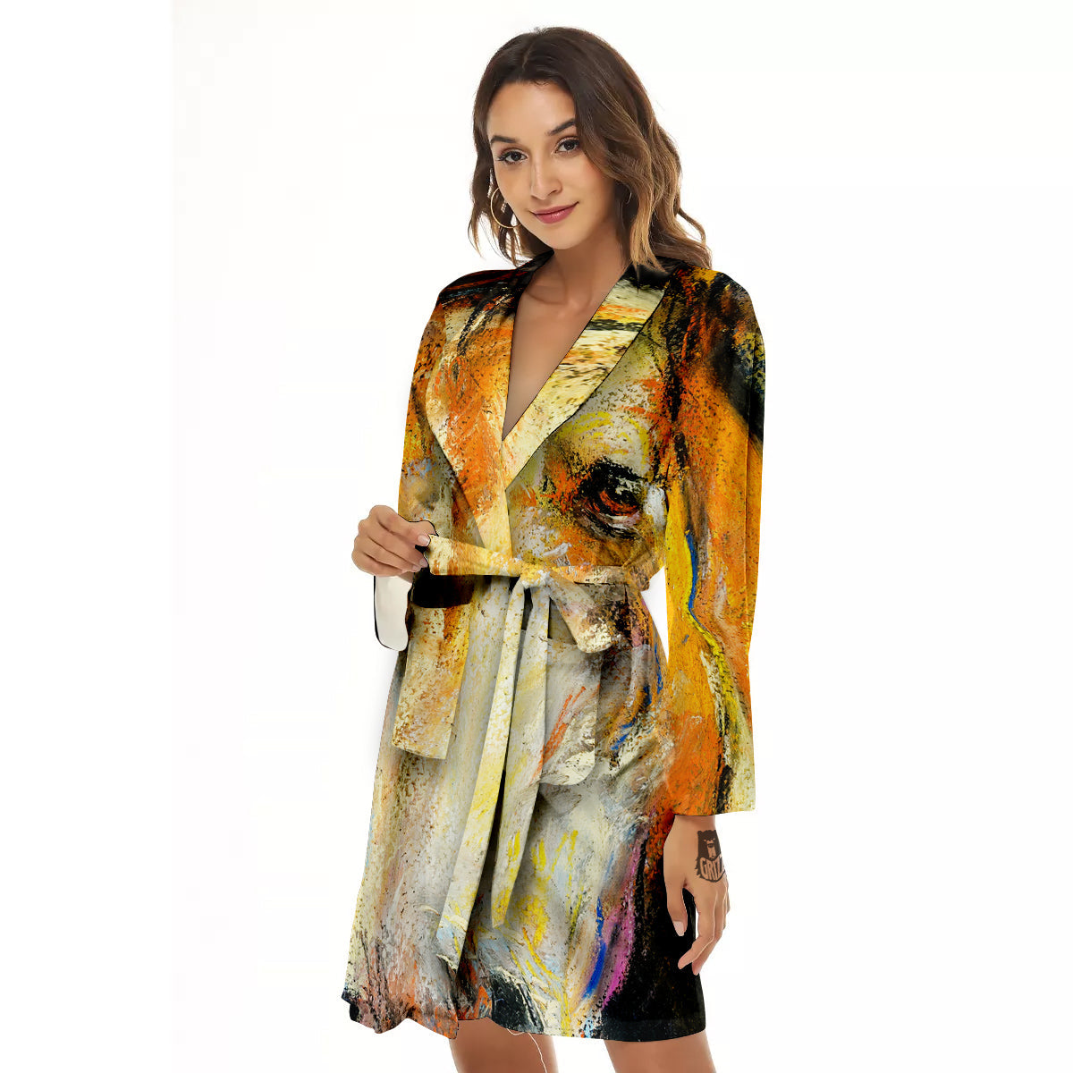 Horse Painting Colorful Print Women's Robe-grizzshop