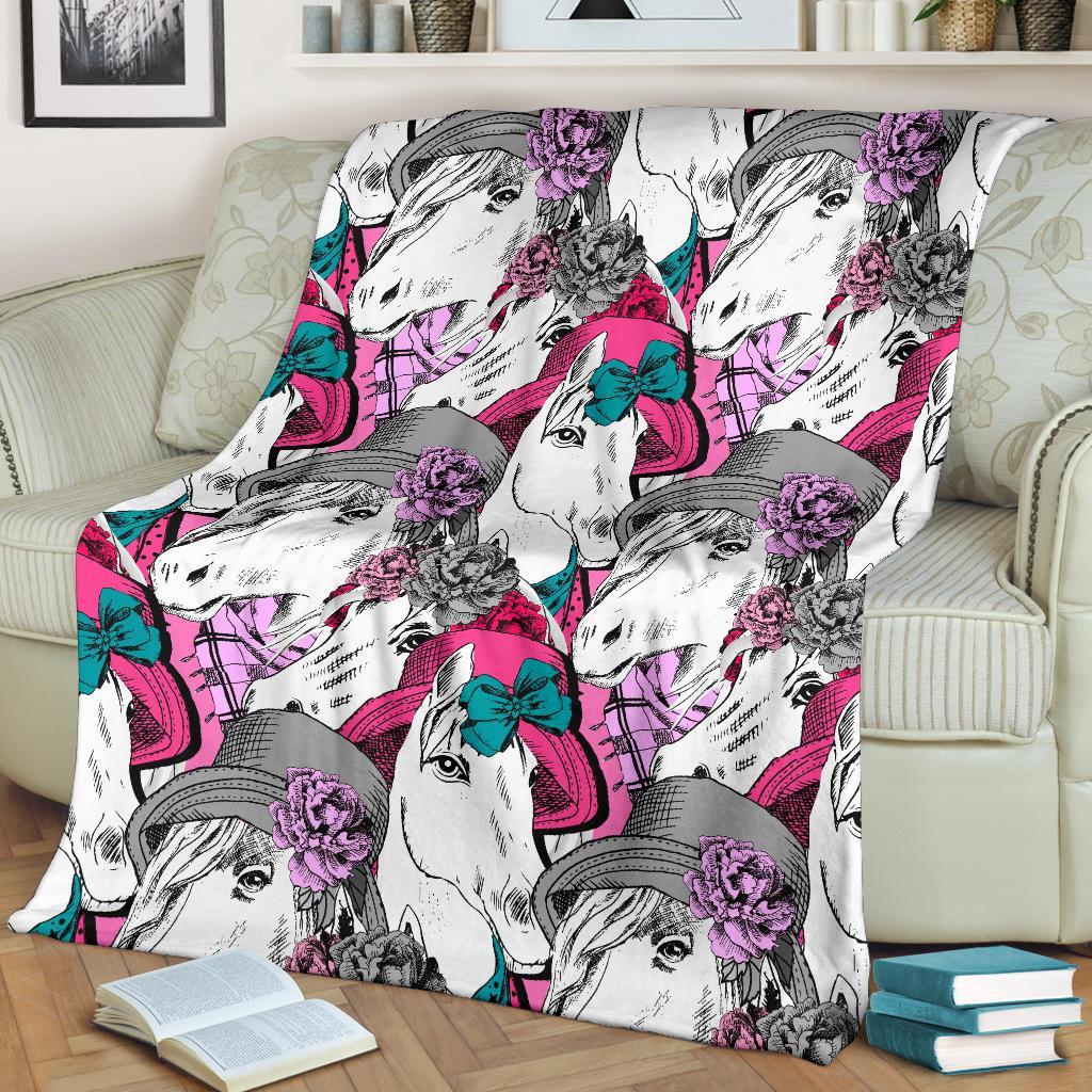 Horse Pattern Print Blanket-grizzshop