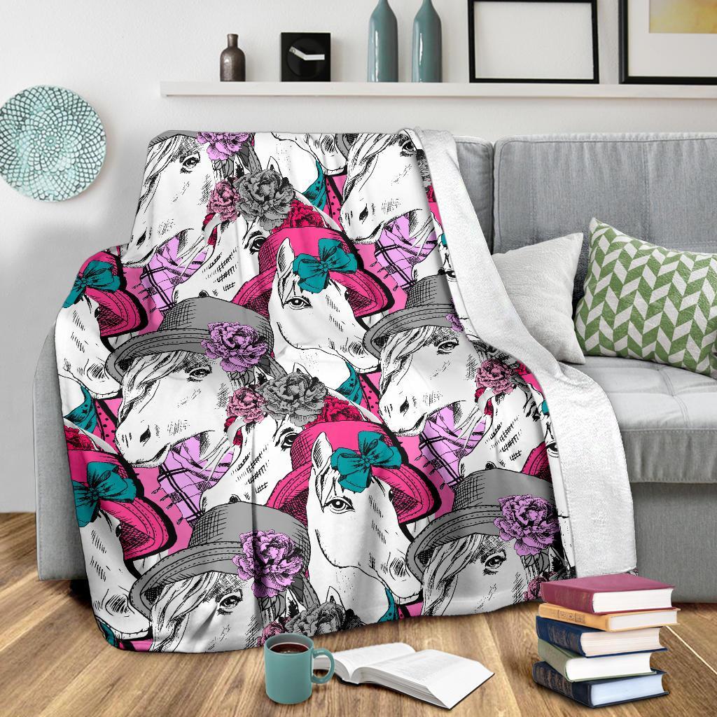 Horse Pattern Print Blanket-grizzshop