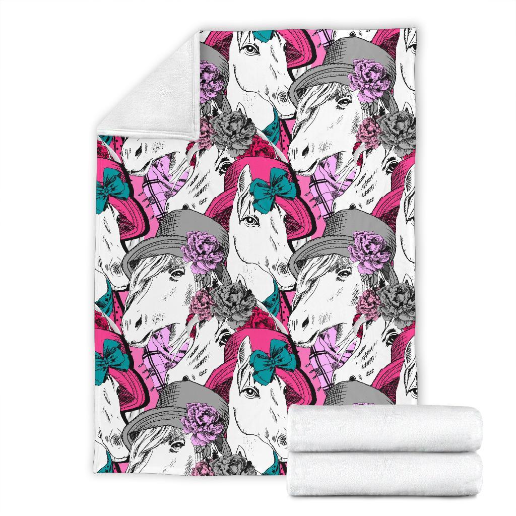 Horse Pattern Print Blanket-grizzshop