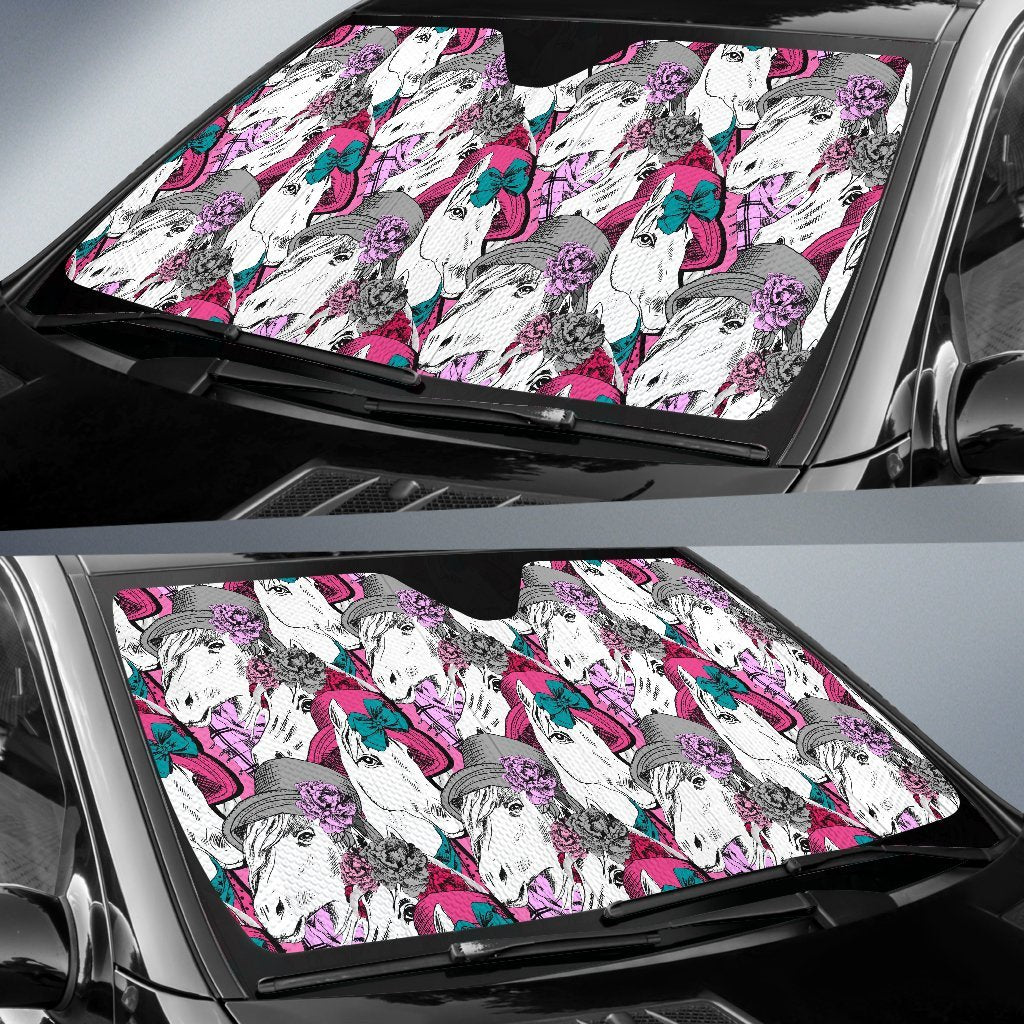 Horse Pattern Print Car Sun Shade-grizzshop