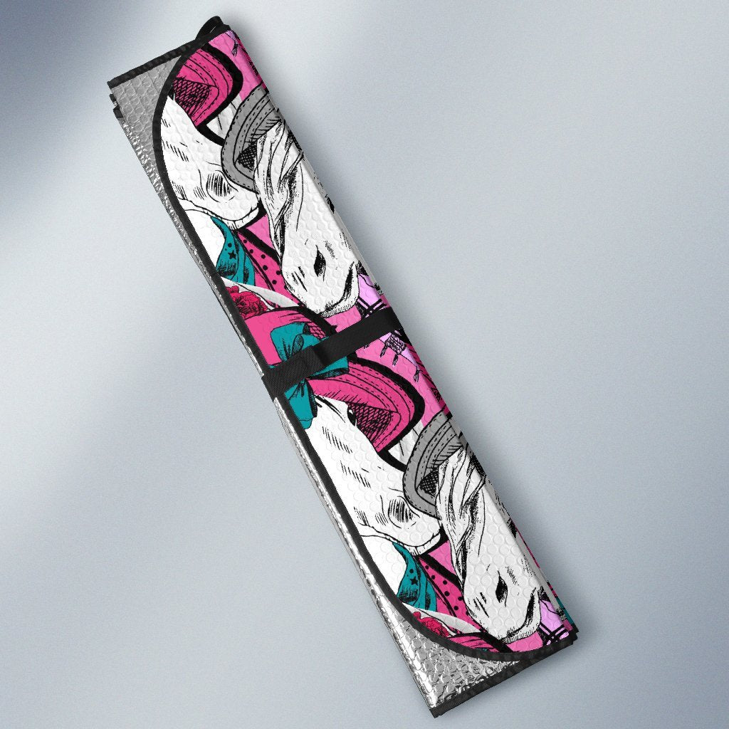 Horse Pattern Print Car Sun Shade-grizzshop