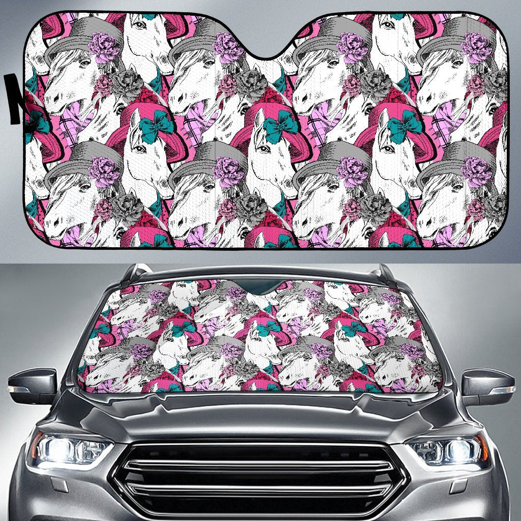 Horse Pattern Print Car Sun Shade-grizzshop