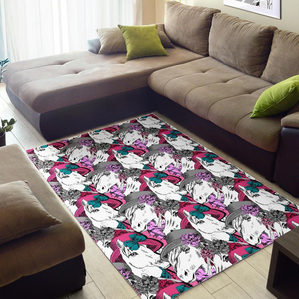 Horse Pattern Print Floor Mat-grizzshop