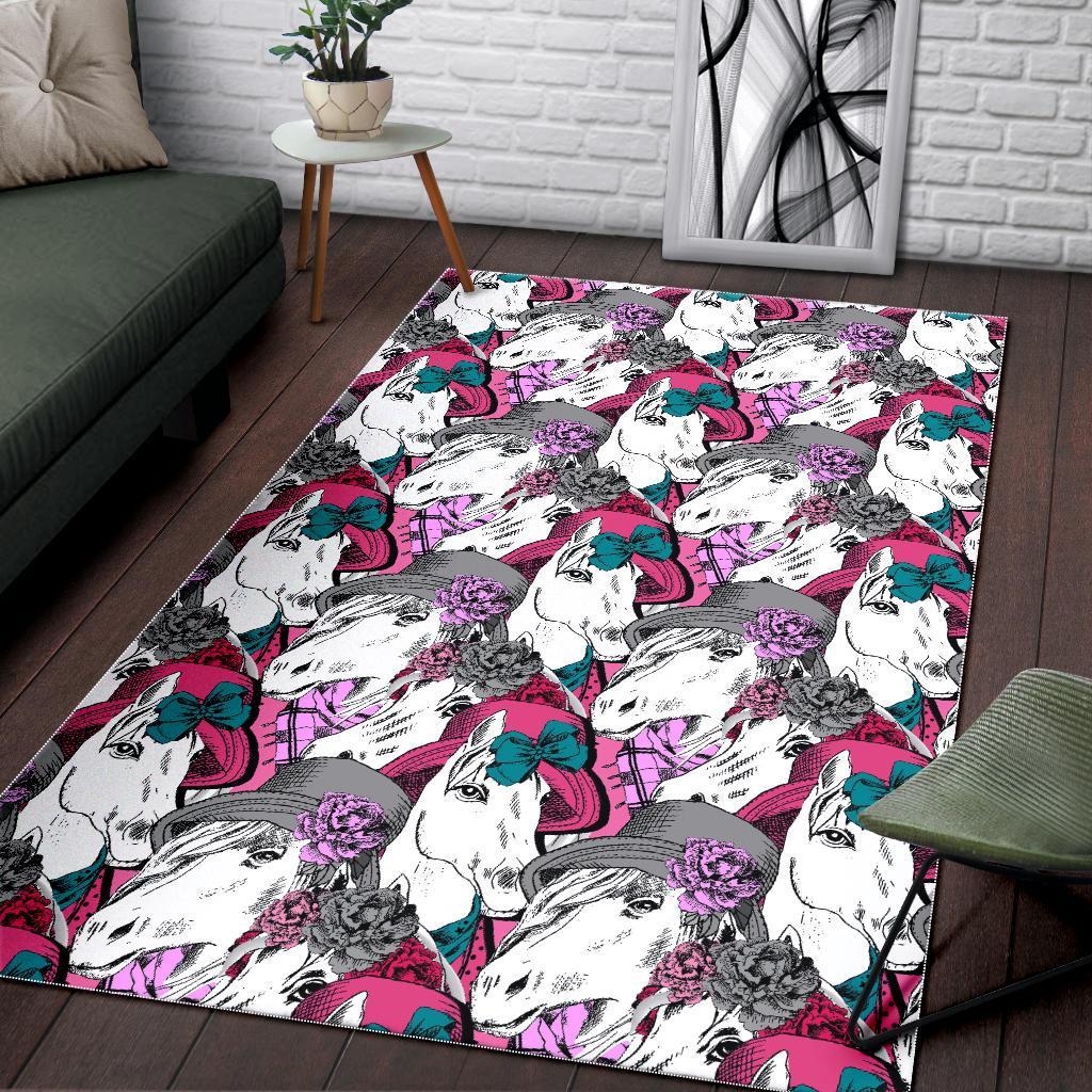 Horse Pattern Print Floor Mat-grizzshop