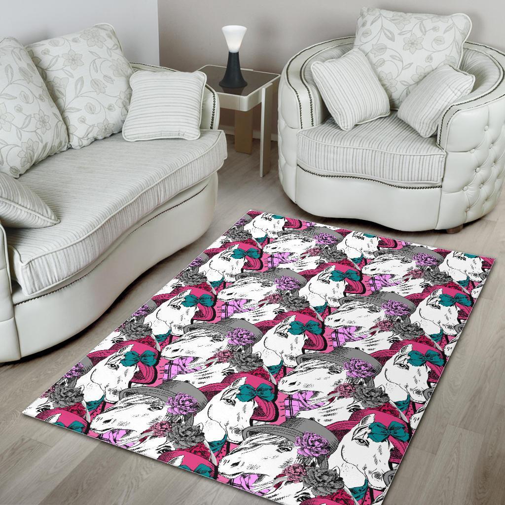 Horse Pattern Print Floor Mat-grizzshop