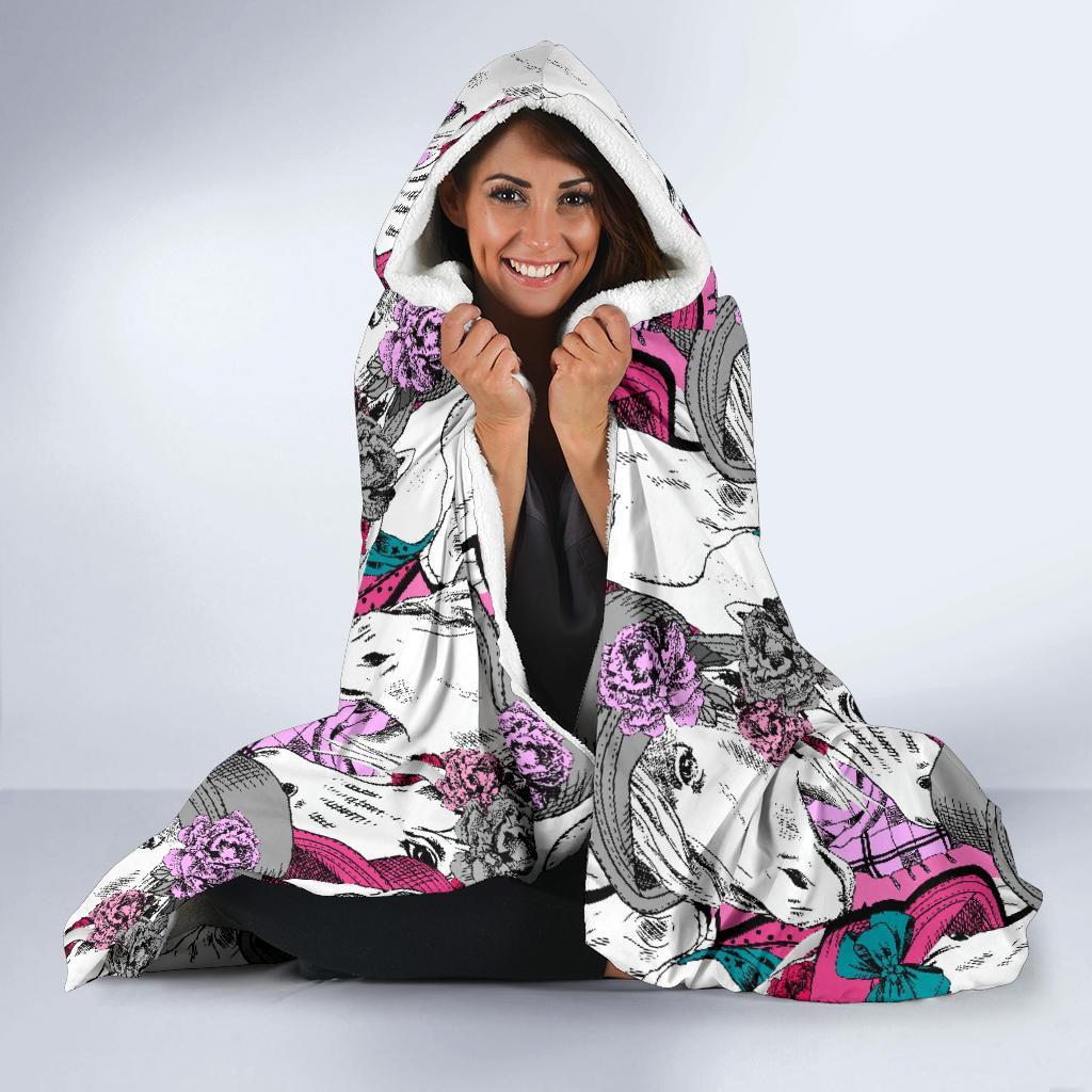 Horse Pattern Print Hooded Blanket-grizzshop