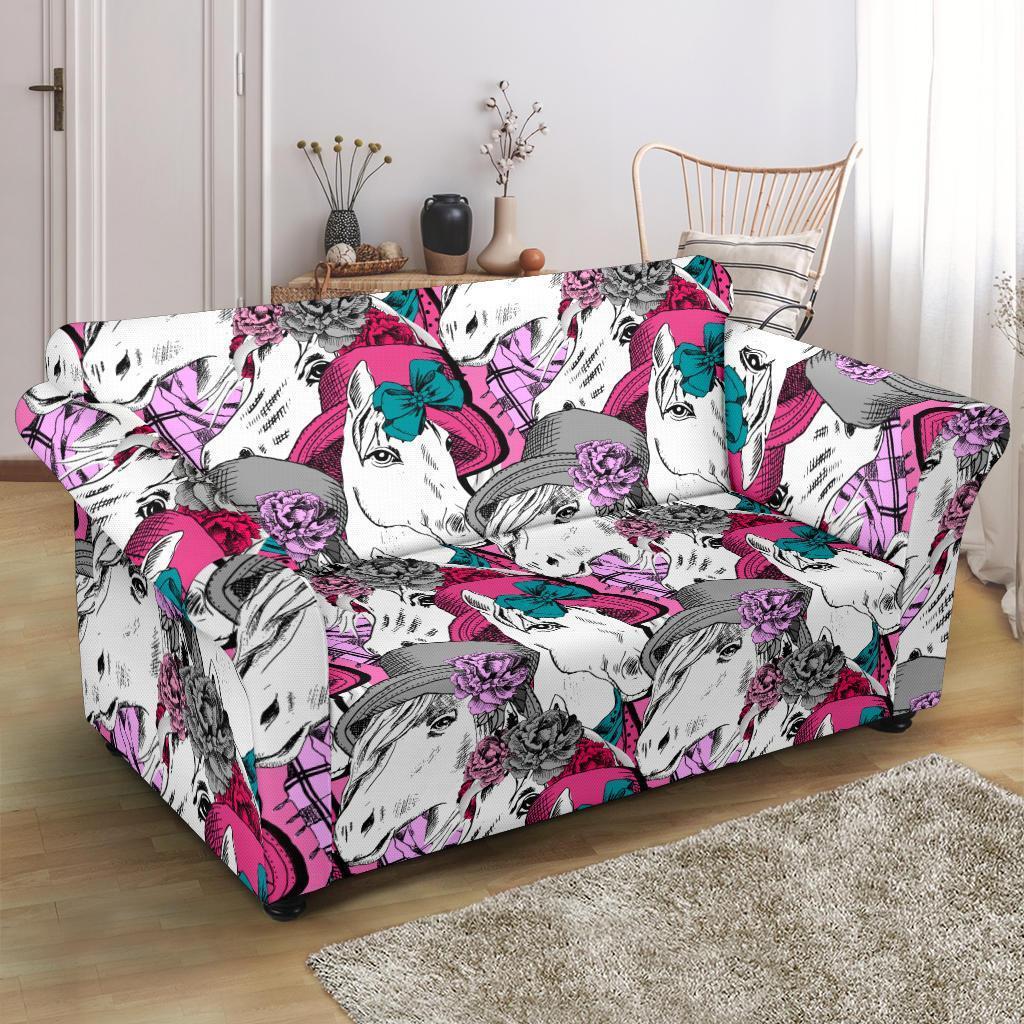 Horse Pattern Print Loveseat Cover-grizzshop