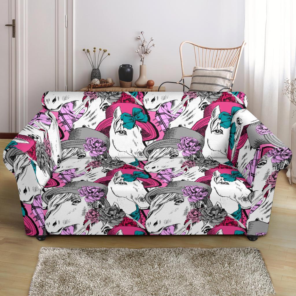 Horse Pattern Print Loveseat Cover-grizzshop