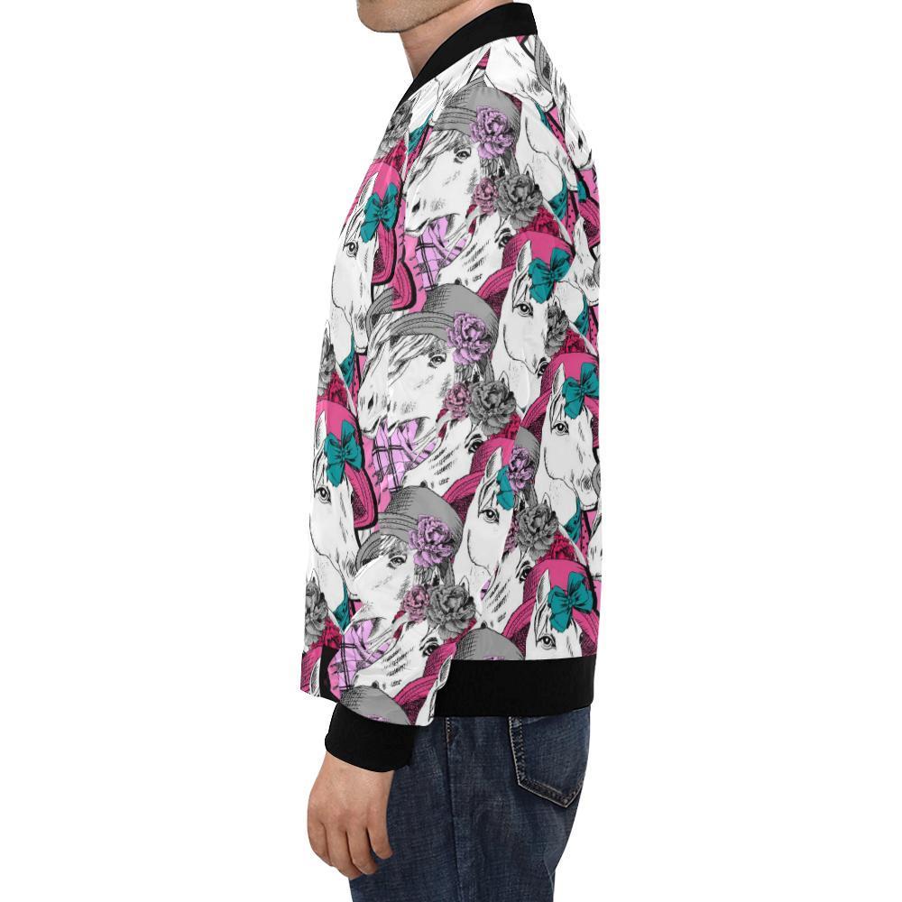 Horse Pattern Print Men's Bomber Jacket-grizzshop