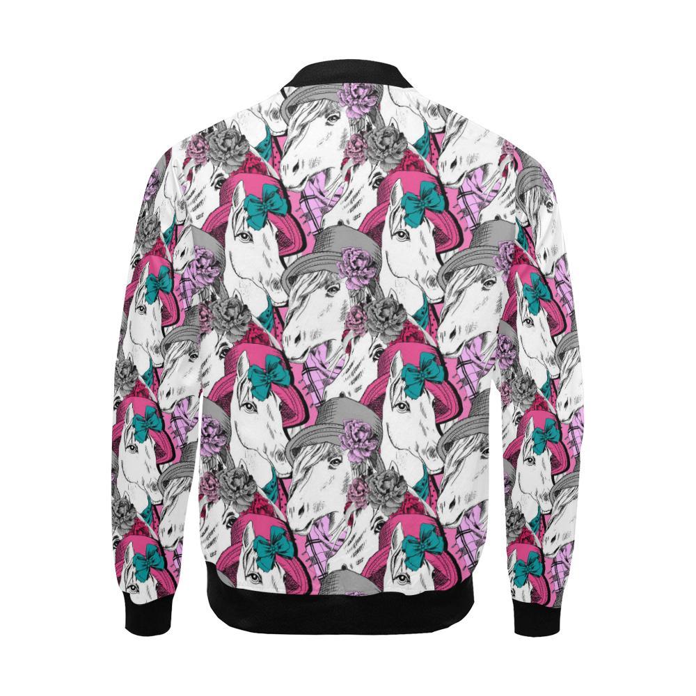 Horse Pattern Print Men's Bomber Jacket-grizzshop