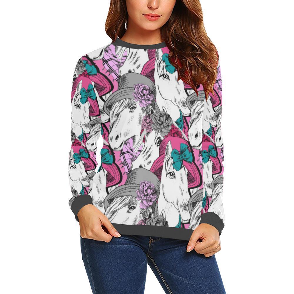 Horse Pattern Print Women's Sweatshirt-grizzshop