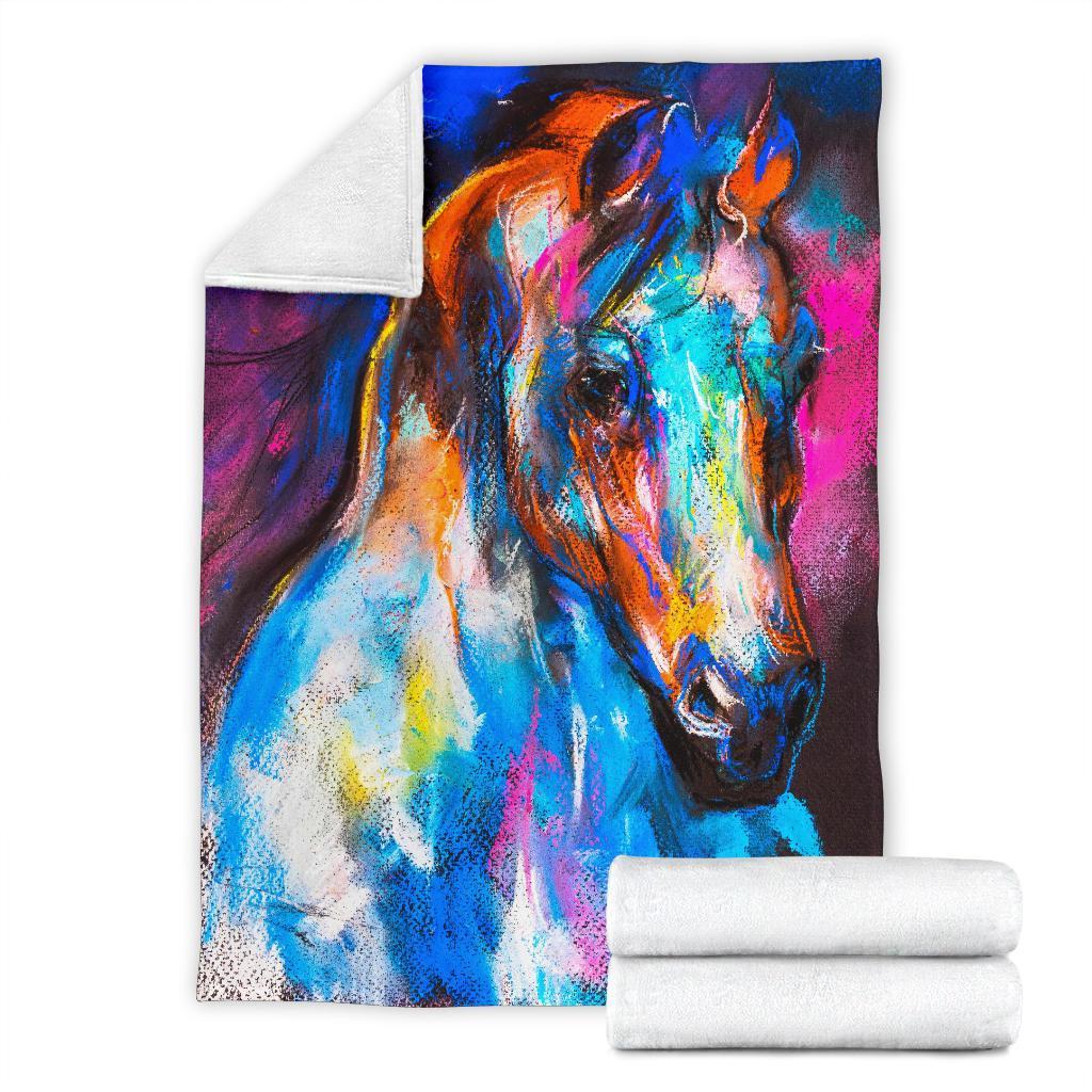 Horse Portrait Pattern Print Blanket-grizzshop