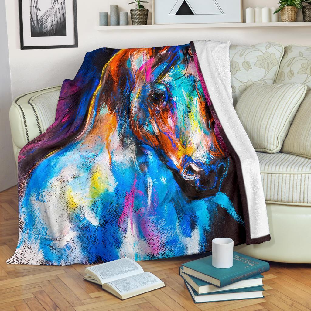 Horse Portrait Pattern Print Blanket-grizzshop