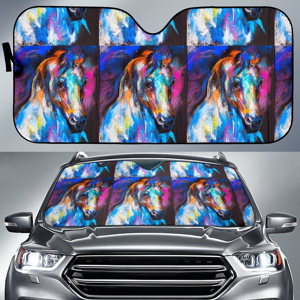 Horse Portrait Pattern Print Car Sun Shade-grizzshop