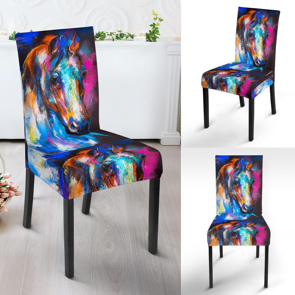 Horse Portrait Pattern Print Chair Cover-grizzshop