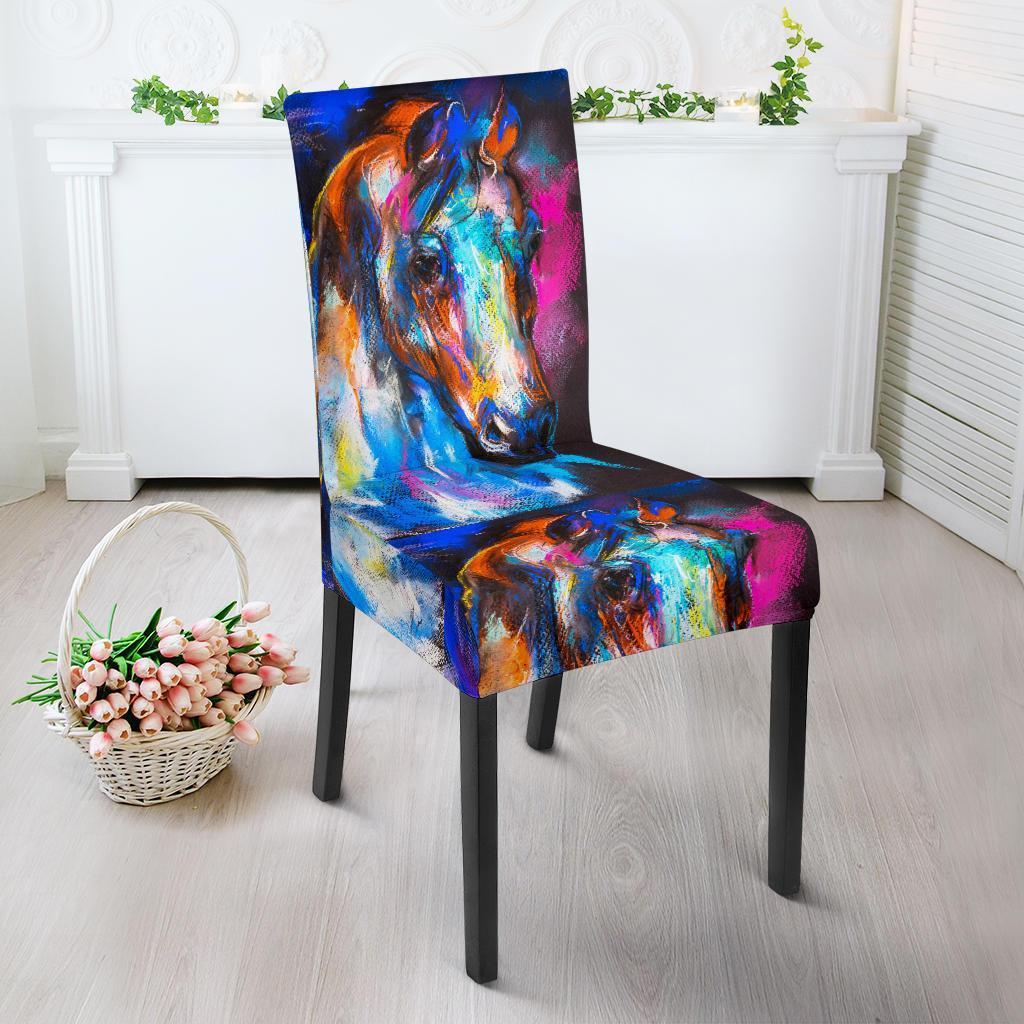 Horse Portrait Pattern Print Chair Cover-grizzshop