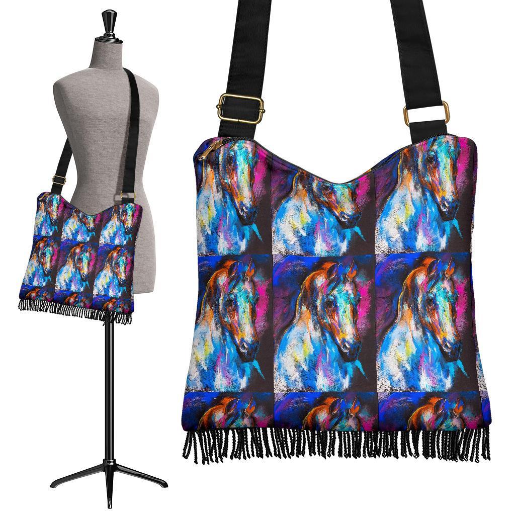 Horse Portrait Pattern Print Crossbody Bags-grizzshop