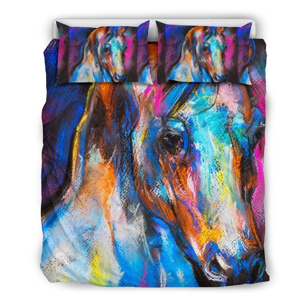 Horse Portrait Pattern Print Duvet Cover Bedding Set-grizzshop