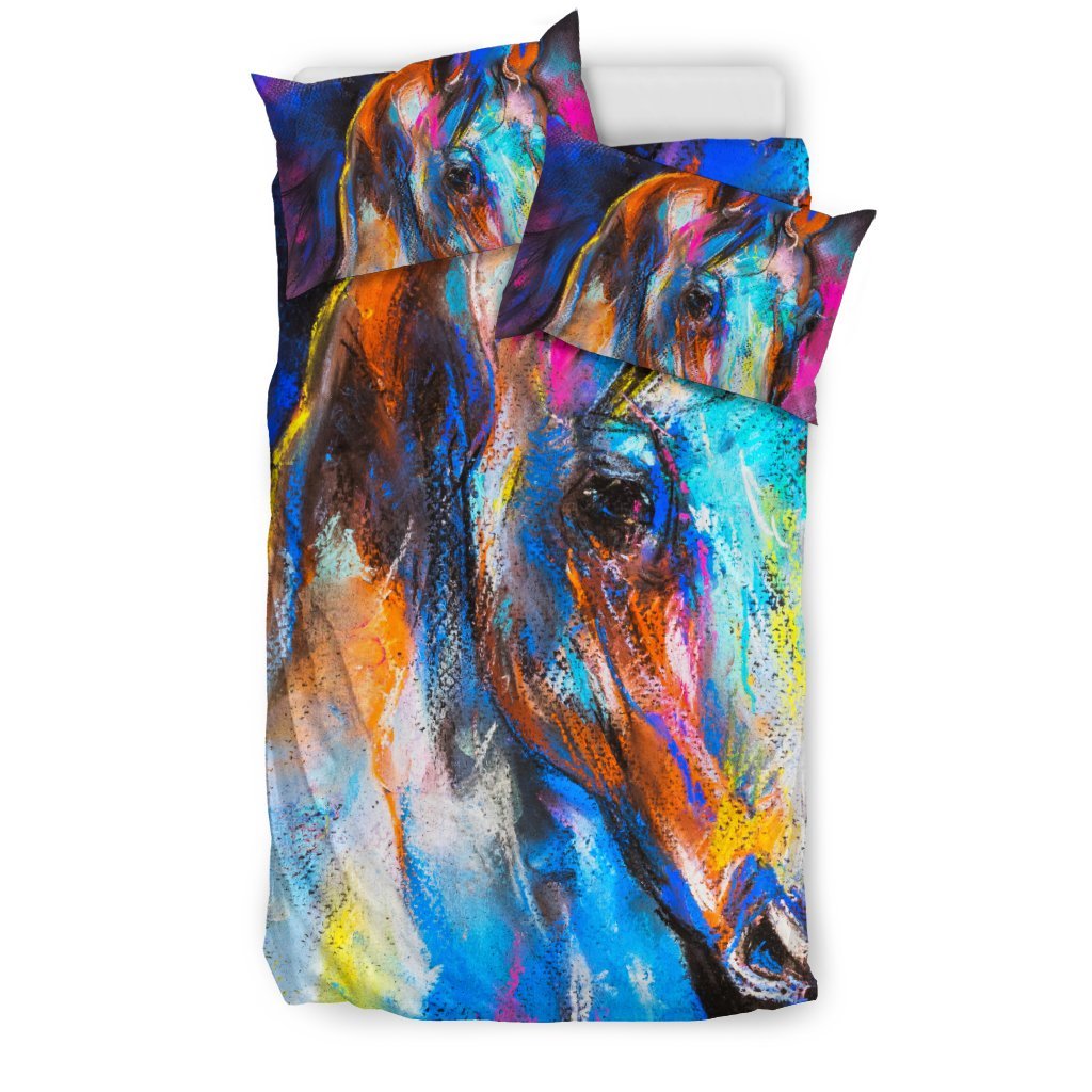 Horse Portrait Pattern Print Duvet Cover Bedding Set-grizzshop