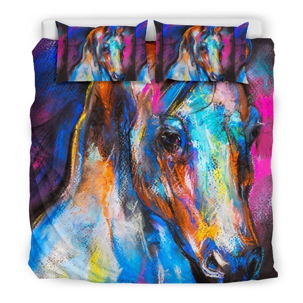 Horse Portrait Pattern Print Duvet Cover Bedding Set-grizzshop