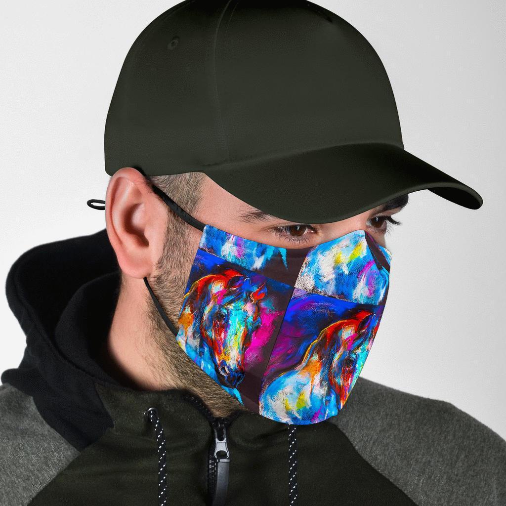 Horse Portrait Pattern Print Face Mask-grizzshop