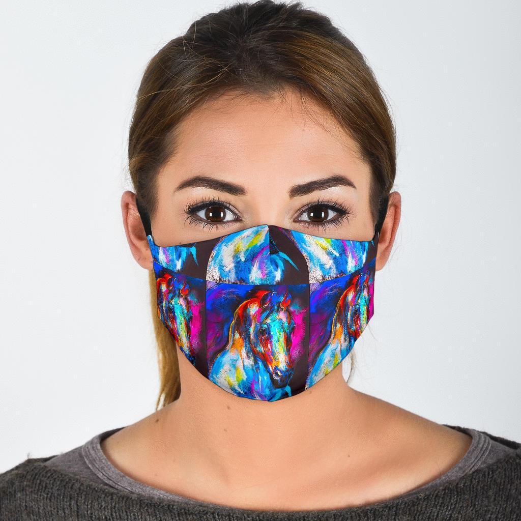 Horse Portrait Pattern Print Face Mask-grizzshop