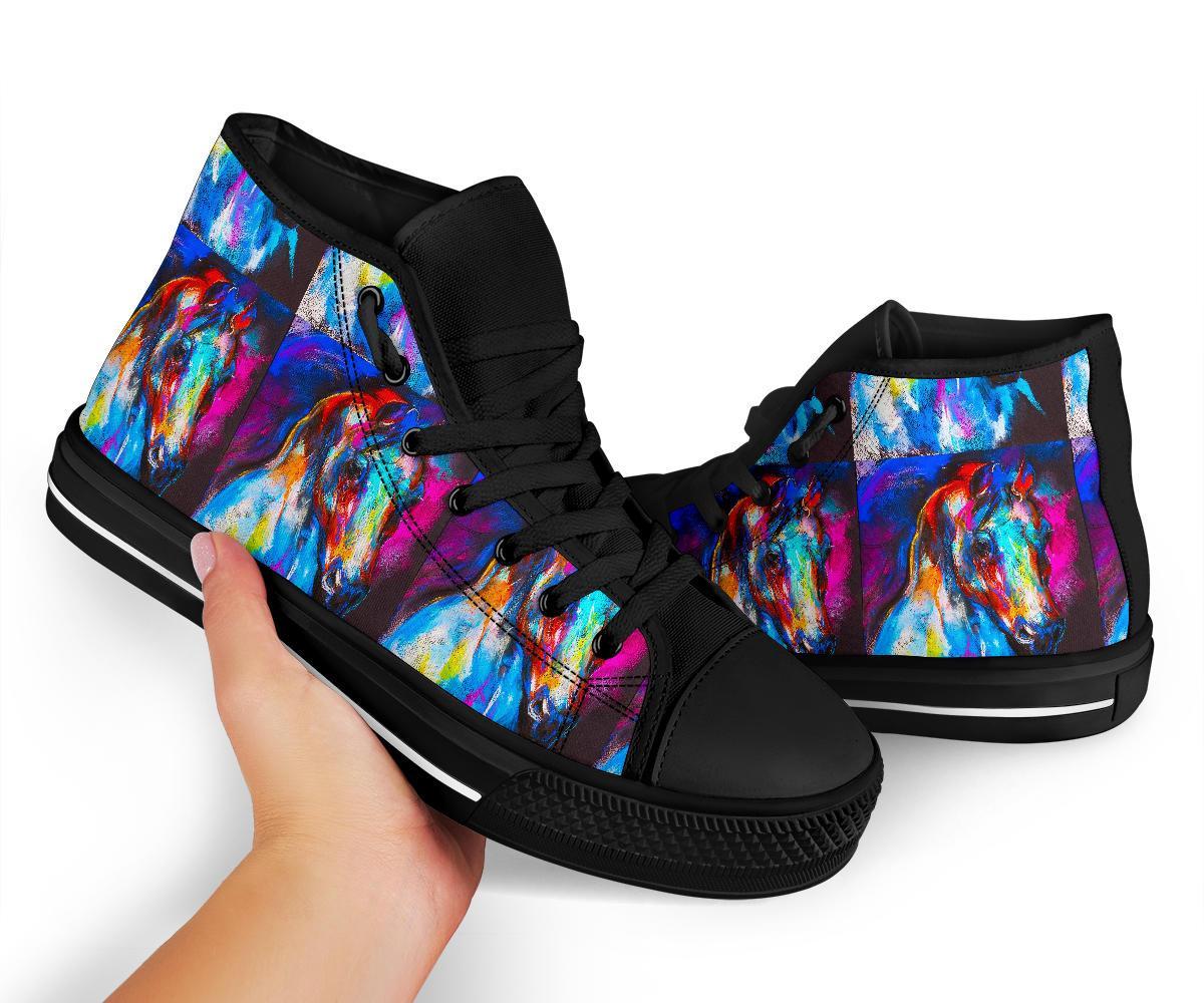 Horse Portrait Pattern Print Men Women's High Top Shoes-grizzshop