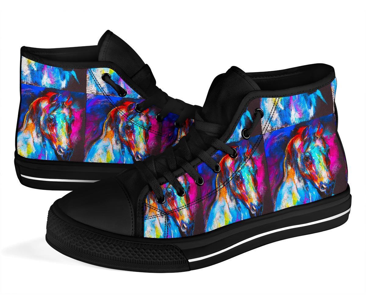 Horse Portrait Pattern Print Men Women's High Top Shoes-grizzshop