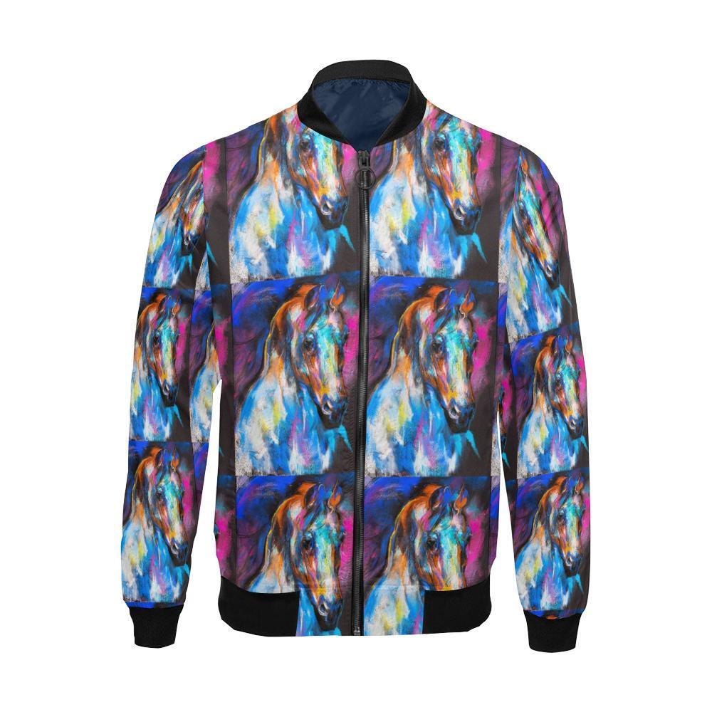 Horse Portrait Pattern Print Men's Bomber Jacket-grizzshop