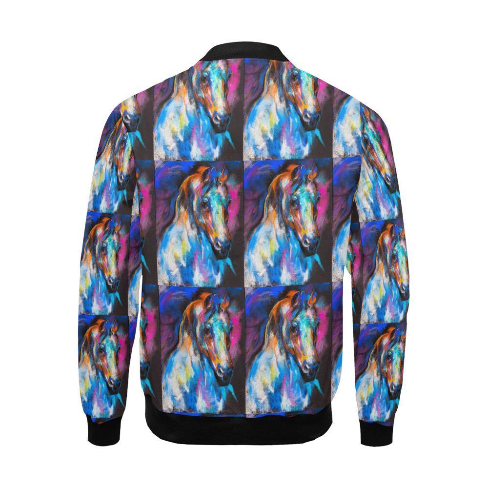 Horse Portrait Pattern Print Men's Bomber Jacket-grizzshop