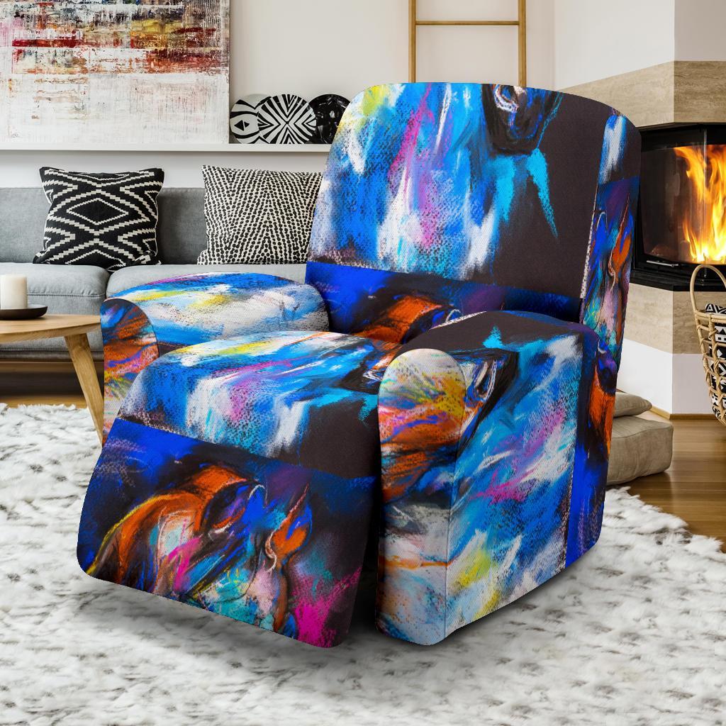 Horse Portrait Pattern Print Recliner Cover-grizzshop