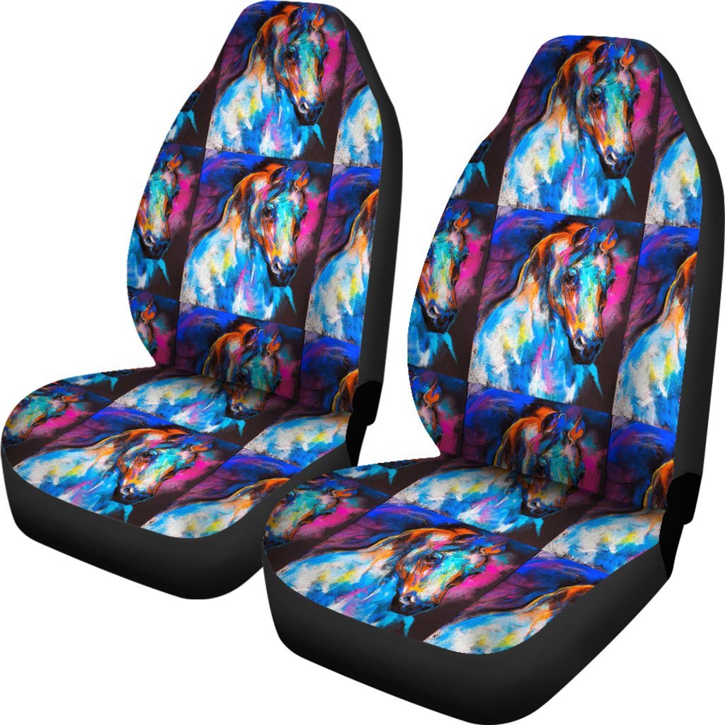 Horse Portrait Pattern Print Universal Fit Car Seat Cover-grizzshop